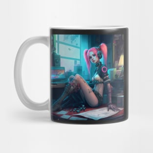 Cyberpunk Female Gamer Art Mug